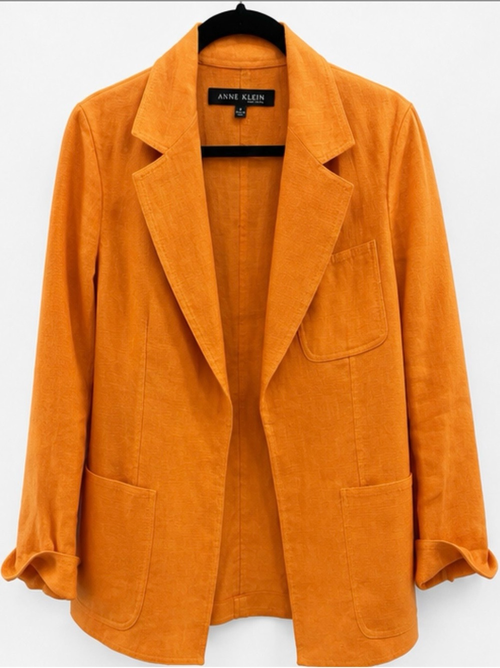 Anne Klein Orange Open-Front Notch Lapel Blazer